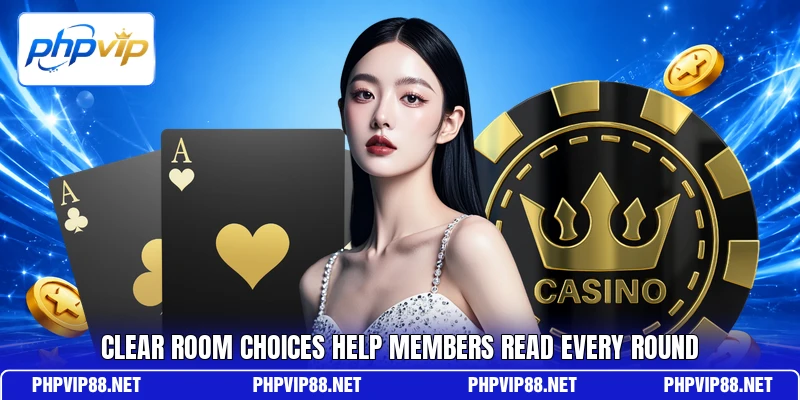 Clear room choices help members read every round Clear room choices help members read every round
