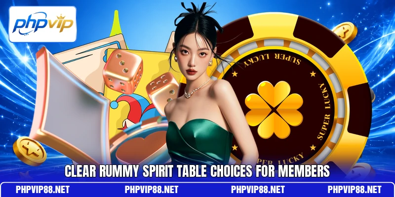 Clear Rummy Spirit table choices for members Clear Rummy Spirit table choices for members