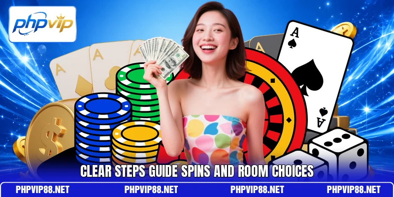 Clear steps guide spins and room choices Clear steps guide spins and room choices