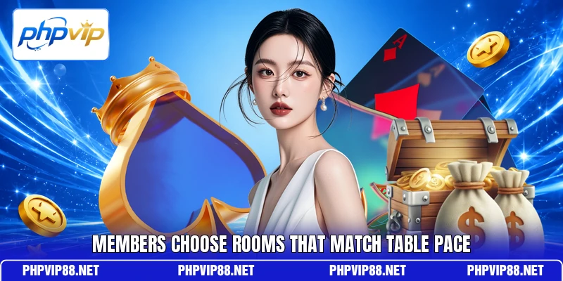 Members choose rooms that match table pace Members choose rooms that match table pace