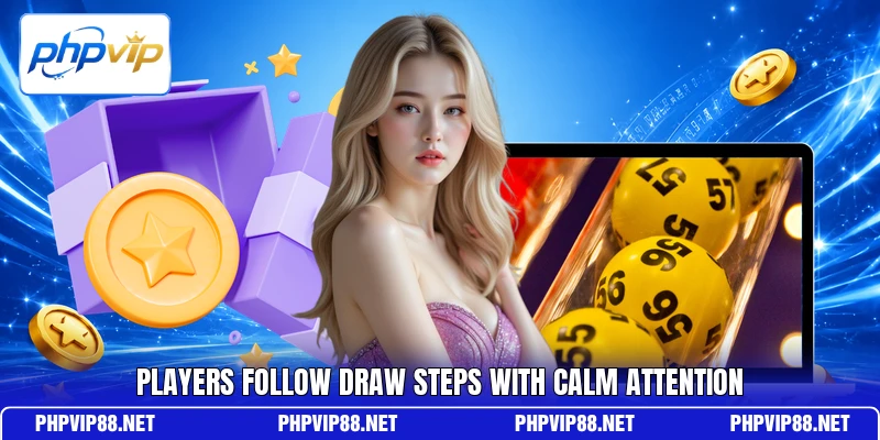 Players follow draw steps with calm attention Players follow draw steps with calm attention