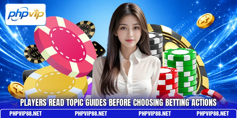 Players read topic guides before choosing betting actions