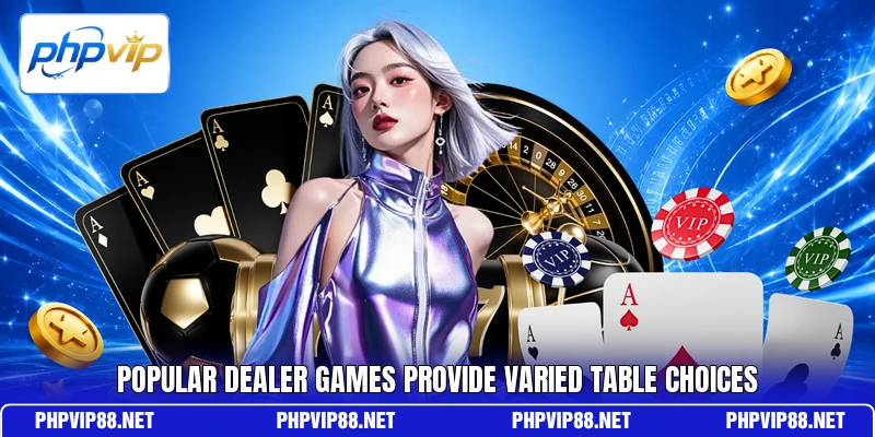 Popular dealer games provide varied table choices Popular dealer games provide varied table choices