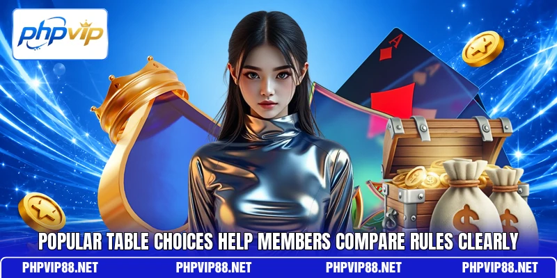 Popular table choices help members compare rules clearly Popular table choices help members compare rules clearly