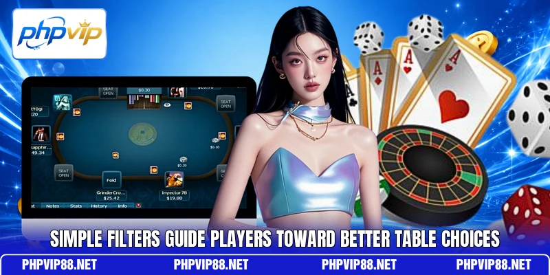 Simple filters guide players toward better table choices Simple filters guide players toward better table choices