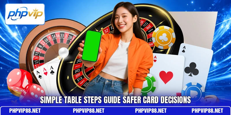 Simple table steps guide safer card decisions Simple table steps guide safer card decisions